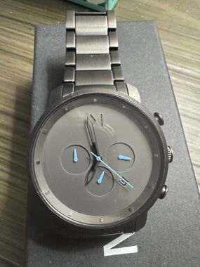 MVMT Gunmetal Stainless Steel Watch with Blue Hands